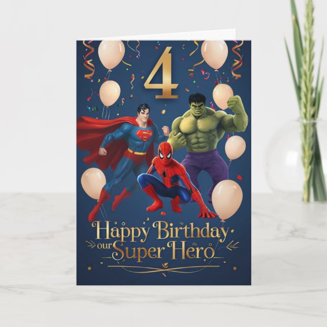 Tarjeta Feliz cuarto cumpleaños (Anverso)