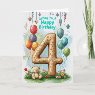 Tarjeta Feliz cuarto cumpleaños