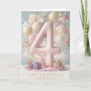 Tarjeta Feliz cuarto cumpleaños