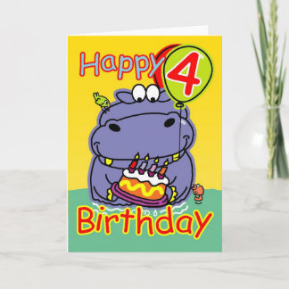 Tarjeta Feliz cuarto cumpleaños