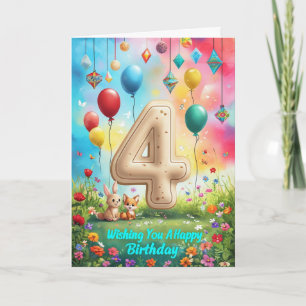 Tarjeta Feliz cuarto cumpleaños