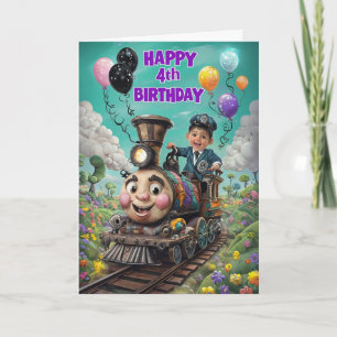 Tarjeta Feliz cuarto cumpleaños