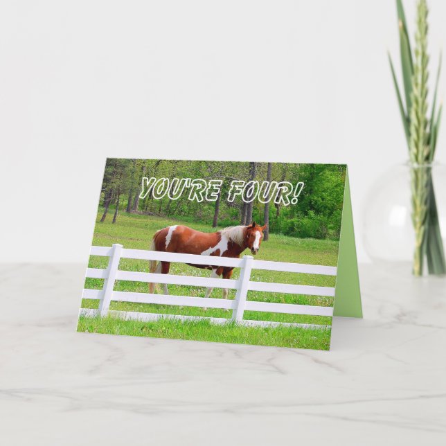 Tarjeta Feliz cuarto cumpleaños Paint Horse Card (Anverso)