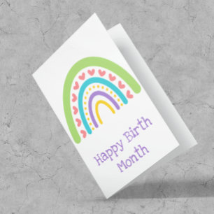 Tarjeta Feliz Cumple Mes Colorido Boho Arcoíris