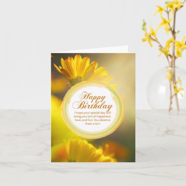 Tarjeta Feliz cumpleaños (flor amarilla)
