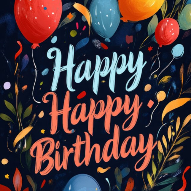 Tarjeta Feliz Cumpleaños  (Modern cheerful typography, bold colors!)