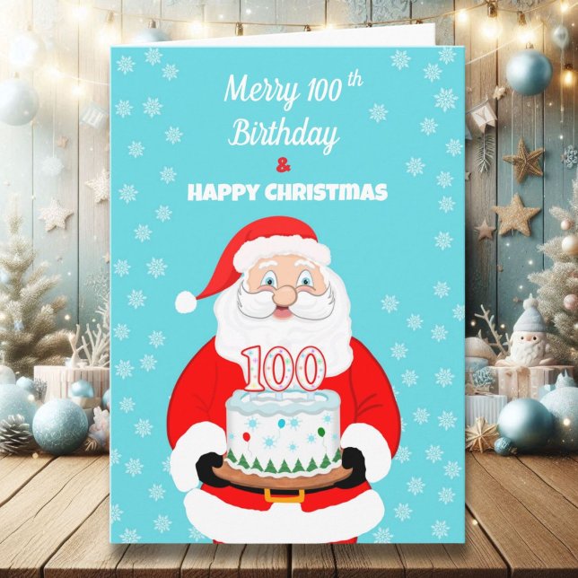 Tarjeta Feliz Cumpleaños 100 Navidad Santa  (Subido por el creador)