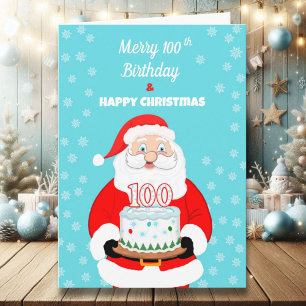 Tarjeta Feliz cumpleaños 100 Navidades Santa