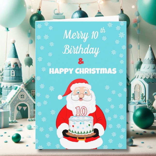 Tarjeta Feliz Cumpleaños 10 Navidad Santa  (Subido por el creador)