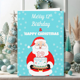 Tarjeta Feliz cumpleaños 12 Navidades Santa