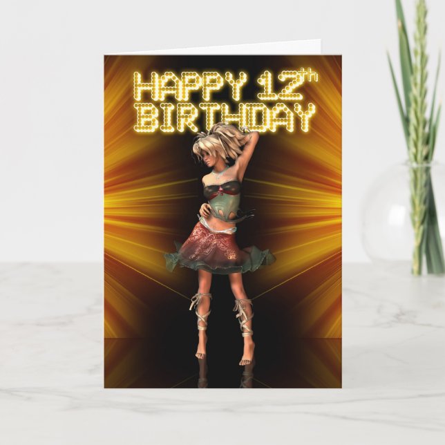 Tarjeta Feliz cumpleaños 14, eres una estrella, Deva en el (Anverso)