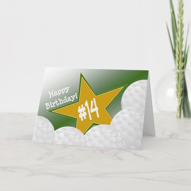 Tarjeta ¡Feliz cumpleaños 14, Estrella del Golf! (Anverso)