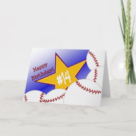 Tarjeta ¡Feliz cumpleaños 14! Ventilador de béisbol