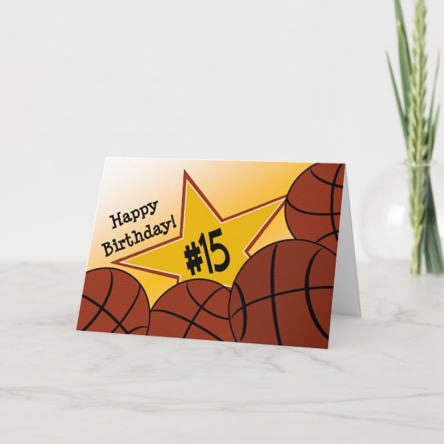 Tarjeta ¡Feliz cumpleaños 15, Estrella de Baloncesto! (Anverso)