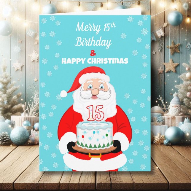 Tarjeta Feliz cumpleaños 15 Navidad Santa  (Subido por el creador)