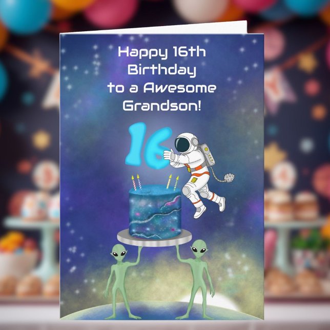 Tarjeta Feliz cumpleaños 16 Astronauta con Estilo Nieto  (Subido por el creador)