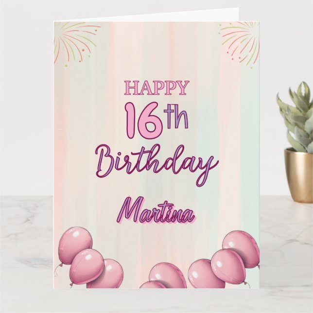 Tarjeta Feliz cumpleaños 16, Chica dulce adolescente (Planta pequeña)