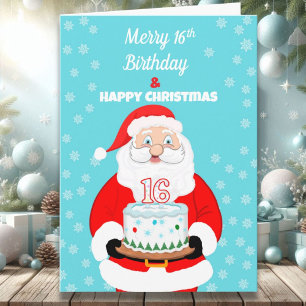 Tarjeta Feliz Cumpleaños 16 Navidad Santa 