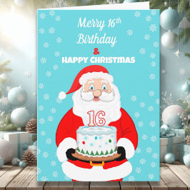 Tarjeta Feliz cumpleaños 16 Navidades Santa