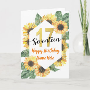 Tarjeta Feliz cumpleaños 17 girasol saludo