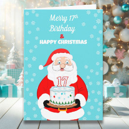 Tarjeta Feliz cumpleaños 17 Navidades Santa