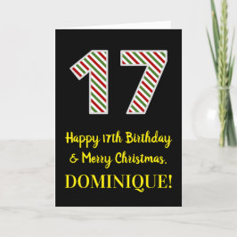 Tarjeta Feliz cumpleaños 17 y Feliz Navidad, Nombre Person