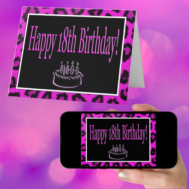 Tarjeta Feliz cumpleaños 18 con manchas de leopardo rosa c (Subido por el creador)
