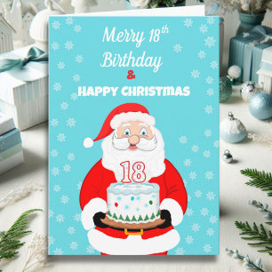 Tarjeta Feliz cumpleaños 18 Navidades Santa