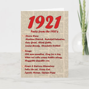 Tarjeta Feliz cumpleaños 1921, año de nacimiento 20, 20 añ