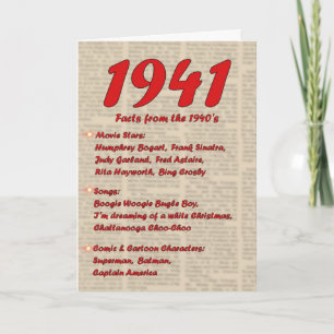 Tarjeta Feliz cumpleaños 1941 Año de las noticias de nacim