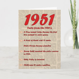 Tarjeta Feliz cumpleaños 1951 Año de noticias de nacimient