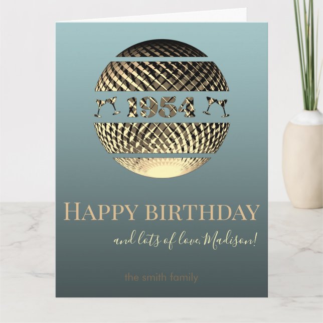 Tarjeta Feliz cumpleaños 1954 oro 70 cumpleaños (Anverso)