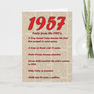 Tarjeta Feliz cumpleaños 1957 Año de noticias de nacimient