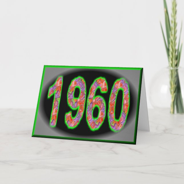 Tarjeta Feliz cumpleaños 1960, año de nacimiento 60, sesen (Anverso)