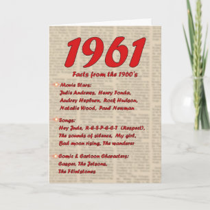 Tarjeta Feliz cumpleaños 1961 Año de noticias de nacimient