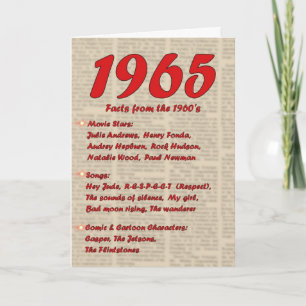 Tarjeta Feliz cumpleaños 1965 Año de noticias de nacimient