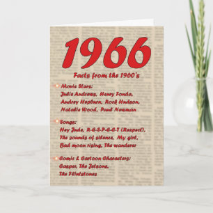 Tarjeta Feliz cumpleaños 1966 Año de las noticias de nacim