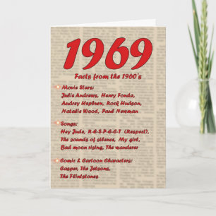 Tarjeta Feliz cumpleaños 1969 Año de las noticias de nacim