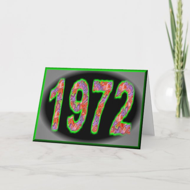 Tarjeta Feliz cumpleaños 1972 años de años 70 de los años (Anverso)