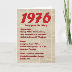 Tarjeta Feliz cumpleaños 1976 Año de noticias de nacimient