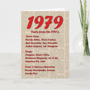 Tarjeta Feliz cumpleaños 1979 Año de noticias de nacimient
