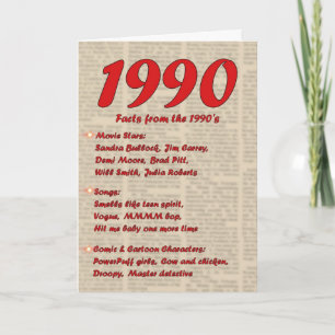 Tarjeta Feliz cumpleaños 1990 Año de noticias de nacimient