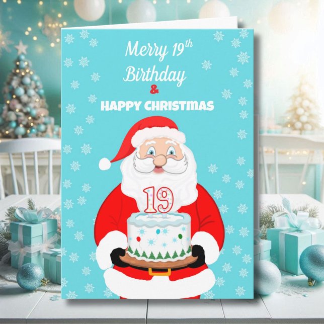 Tarjeta Feliz Cumpleaños 19 Navidad Santa  (Subido por el creador)