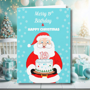 Tarjeta Feliz cumpleaños 19 Navidades Santa