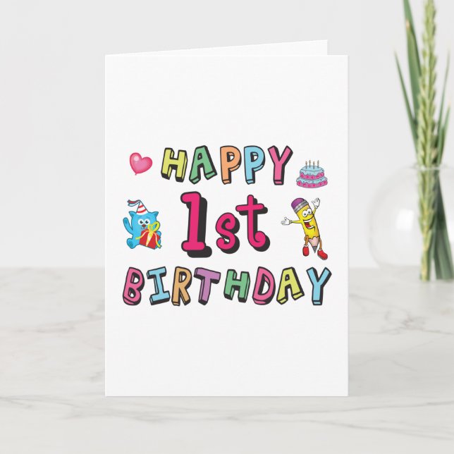 Tarjeta Feliz cumpleaños 1 para niños de 1 año Cumpleaños (Anverso)