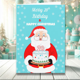 Tarjeta Feliz cumpleaños 20 Navidades Santa