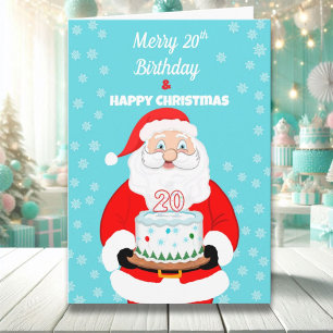 Tarjeta Feliz cumpleaños 20 Navidades Santa