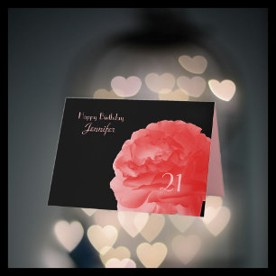 Tarjeta Feliz cumpleaños 21, llamado Coral Pink Rose Greet