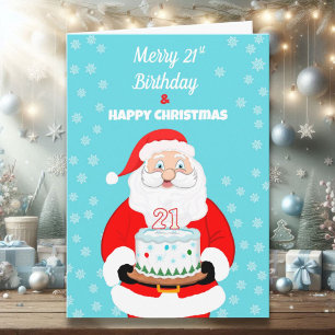 Tarjeta Feliz cumpleaños 21 Navidad Santa 