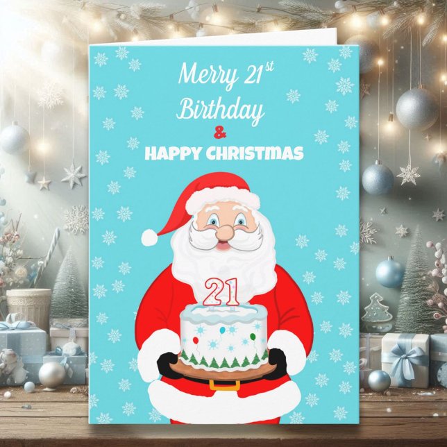 Tarjeta Feliz cumpleaños 21 Navidad Santa  (Subido por el creador)